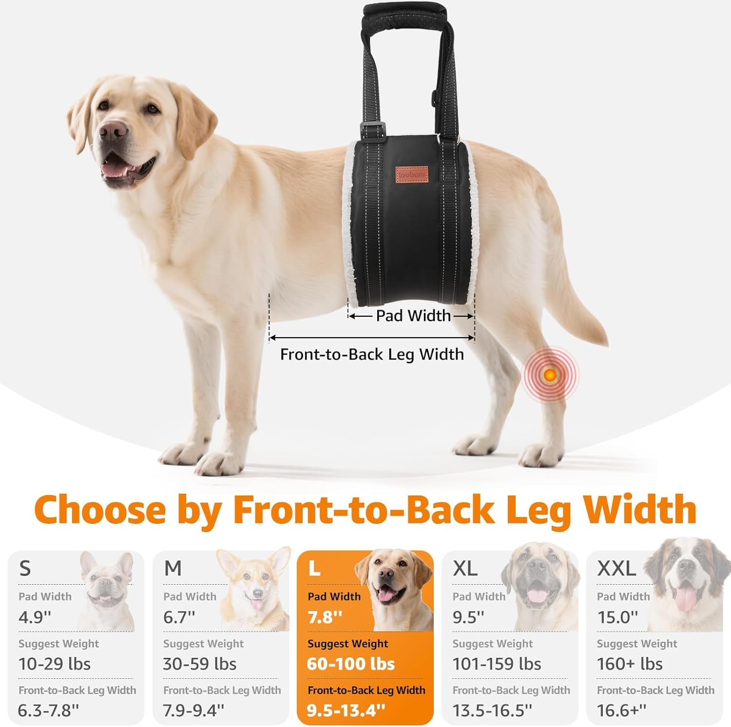 Portable Dog Sling for Back Legs, Hip Support Harness to Help Lift Rear for Canine Aid Old K9 Cruciate Ligament Rehabilitation