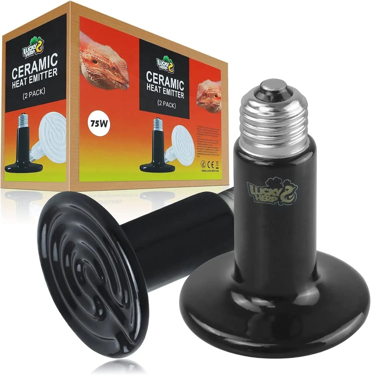 Ceramic Heat Emitter Bulbs for Reptiles, 2-Pack