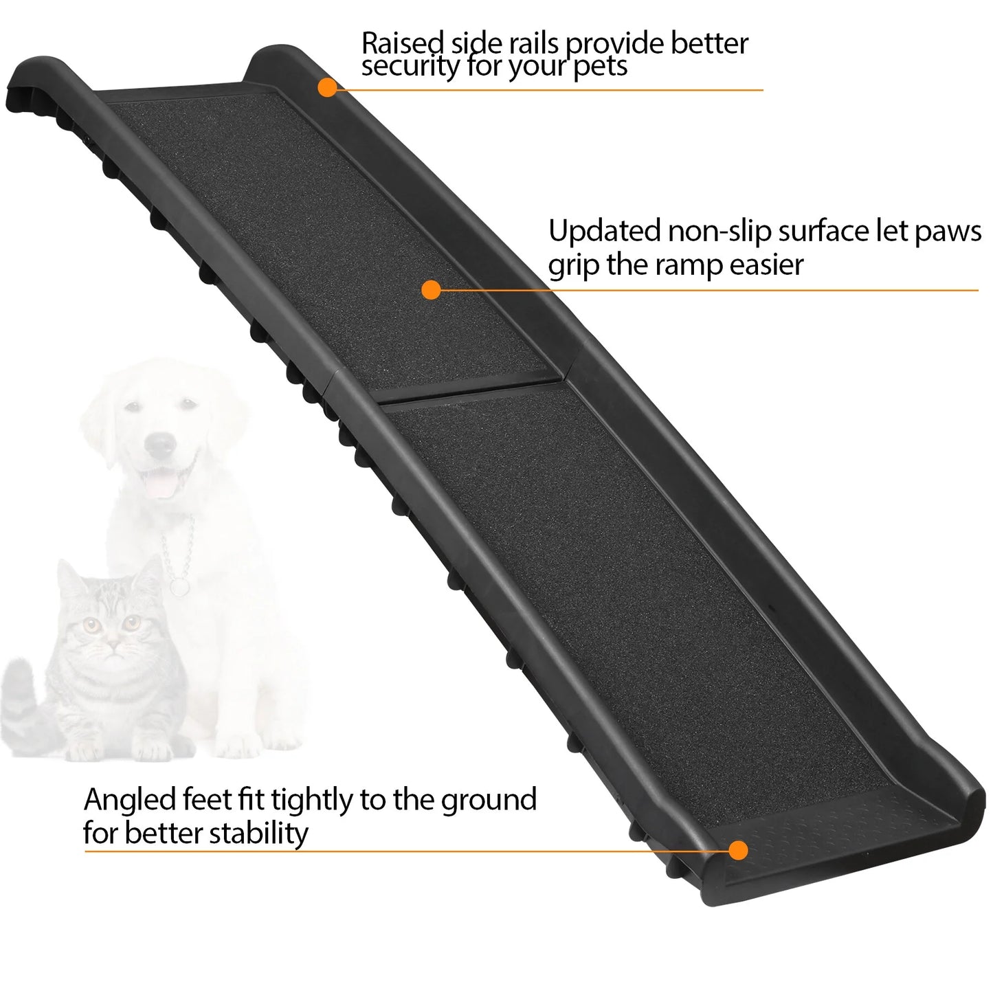 62-Inch Folding Dog Ramp 150LBS Non-Slip Pet Car Ramp for Truck SUV Doorstep Porch Black