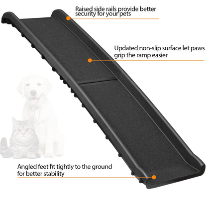 62-Inch Folding Dog Ramp 150LBS Non-Slip Pet Car Ramp for Truck SUV Doorstep Porch Black