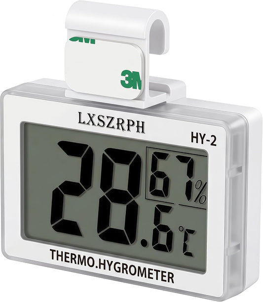 Reptile Hygrometer Thermometer, Digital Amphibian Hygrometer Thermometer with Hook Temperature Humidity Meter Gauge for Reptile Tanks, Terrariums, Vivarium, LCD Display 1Pack